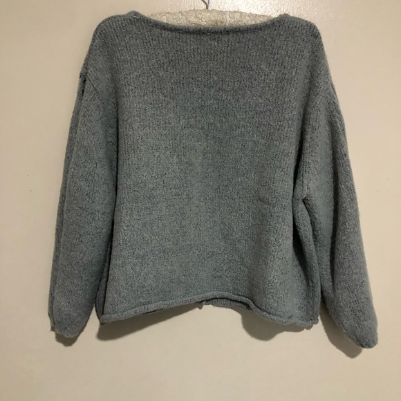 Cropped Sweater/Cardigan gray One Size Closure Button at Front Holes Down sleeve - Picture 4 of 16